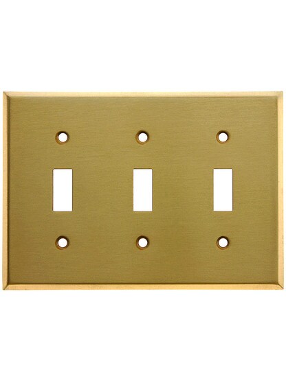 Classic Triple Toggle Switch Plate In Pressed Brass or Steel